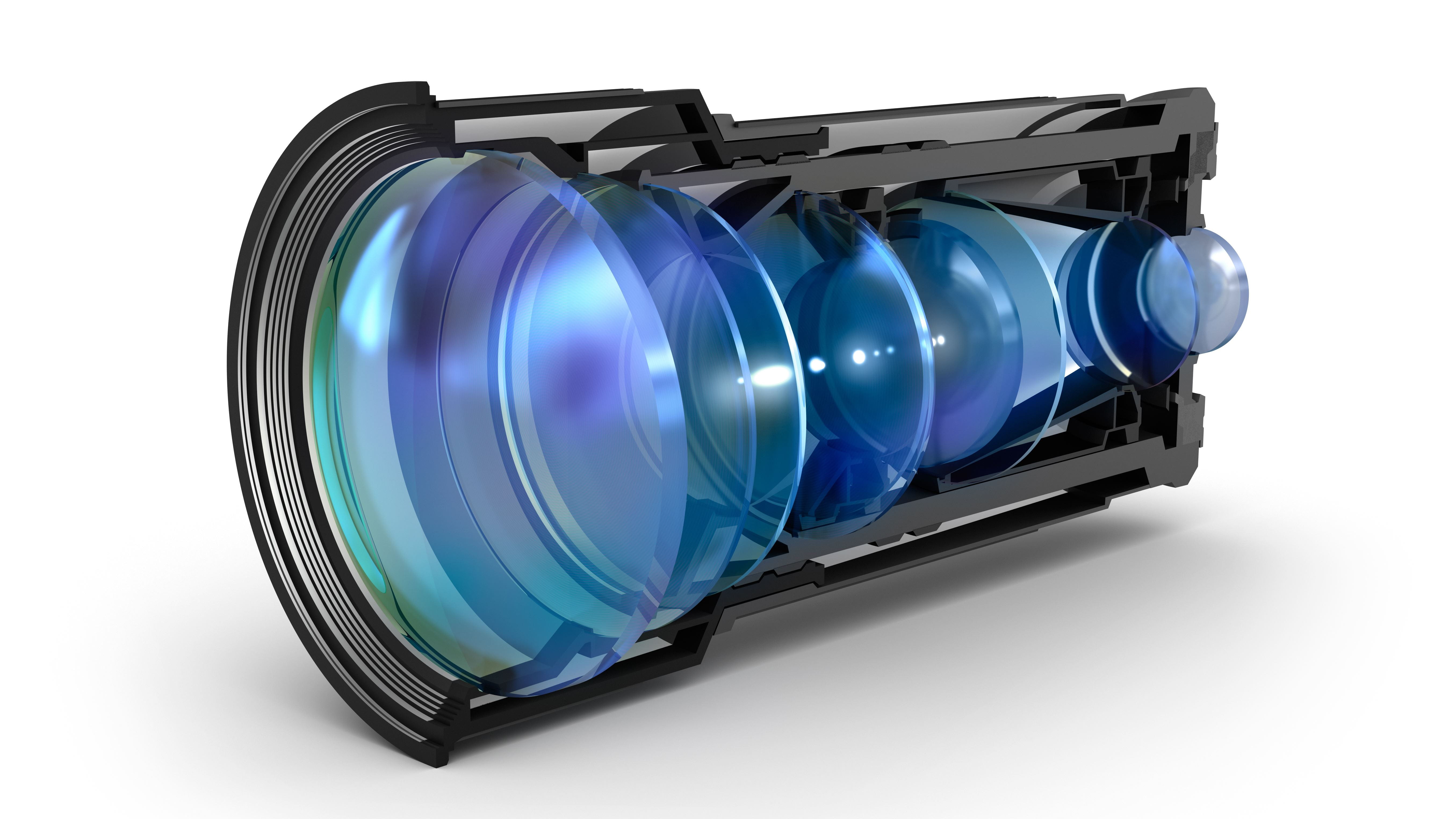 Cross-section through the camera lens